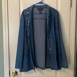 Long blue jean jacket size 1X